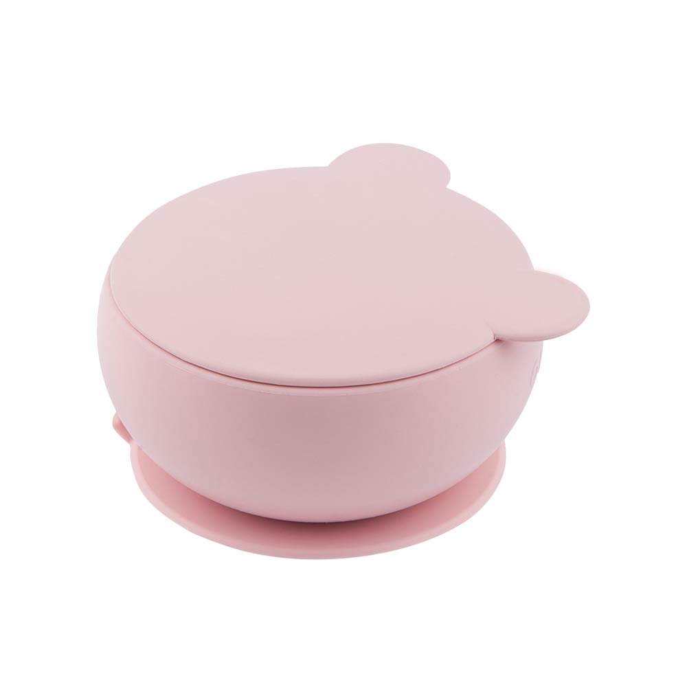 Minikoioi Bowly Stay-Put Suction Bowl with Lid - Pinky Pink