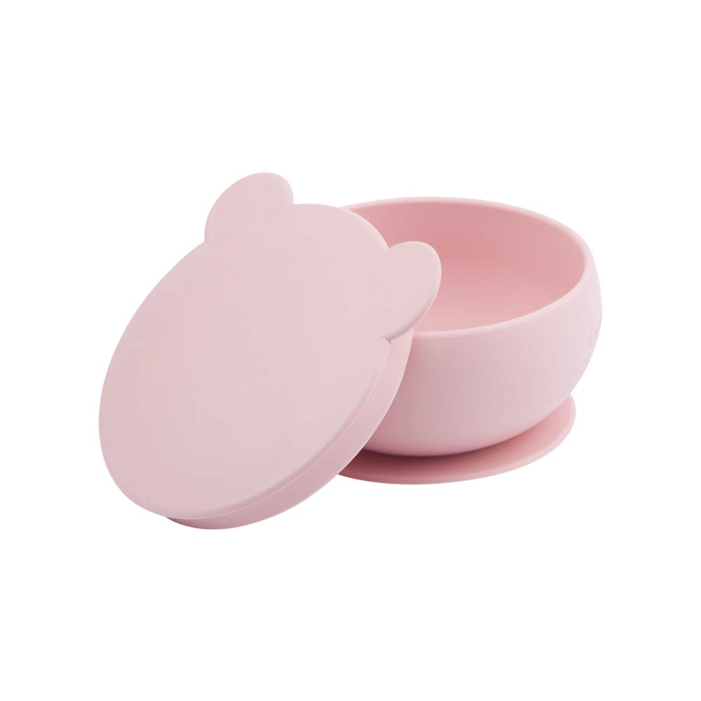 Minikoioi Bowly Stay-Put Suction Bowl with Lid - Pinky Pink