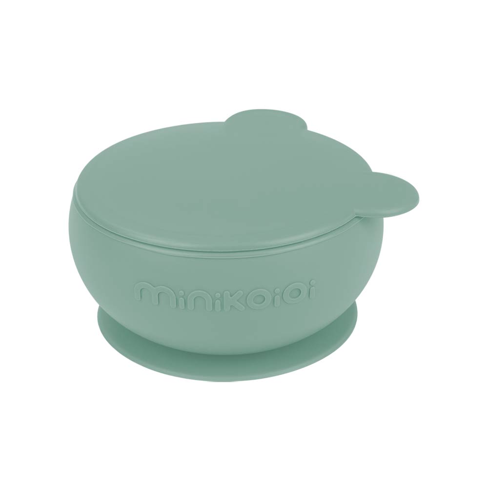 Minikoioi Bowly Stay-Put Suction Bowl with Lid - River Green
