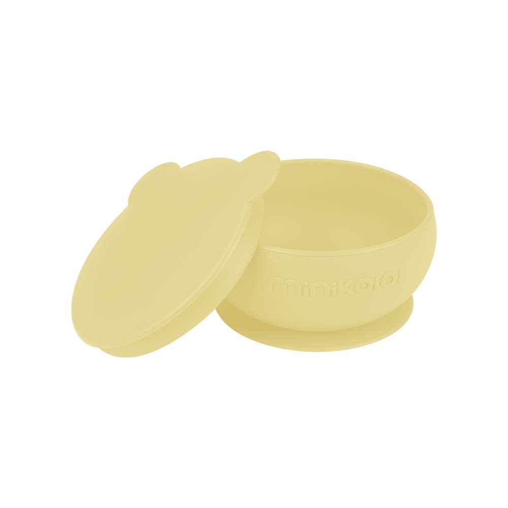 Minikoioi Bowly Stay-Put Suction Bowl with Lid - Mellow Yellow