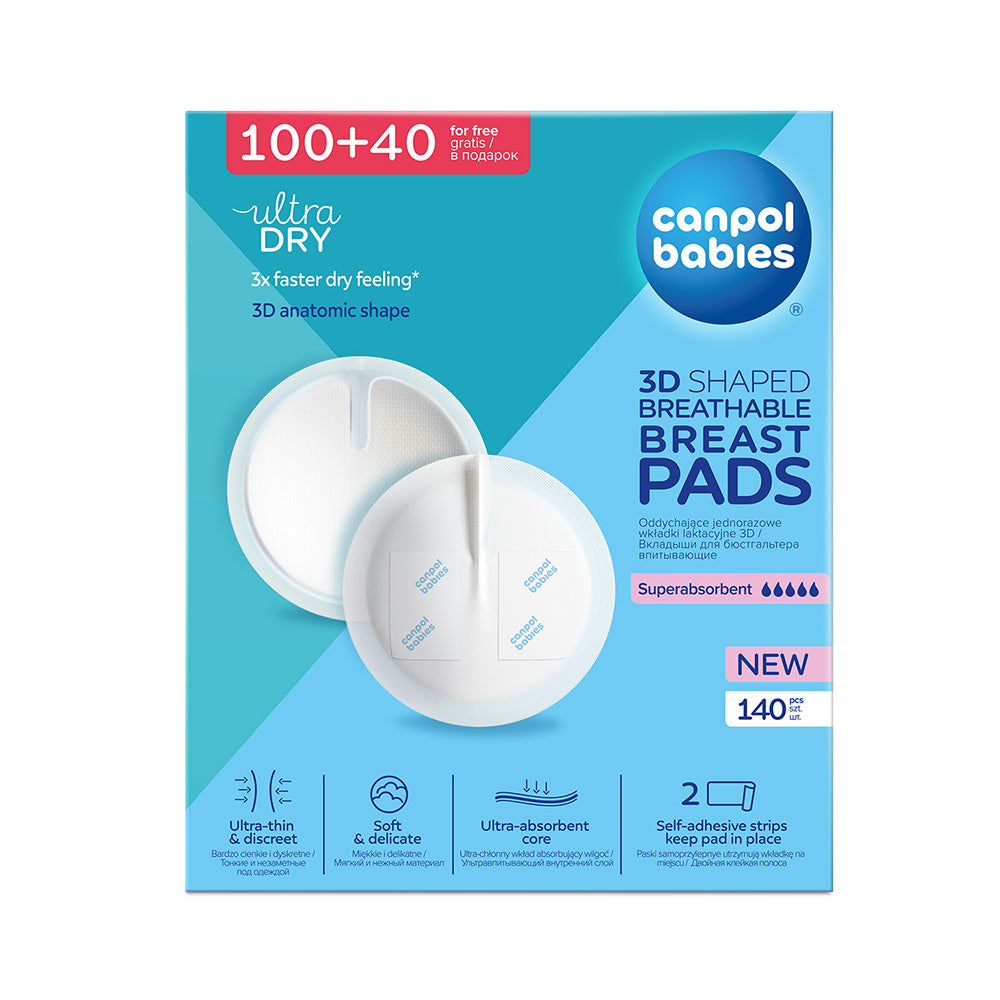 Canpol Babies 3D Shaped Breathable Breathable Breast Pads (White) - 140 Pcs