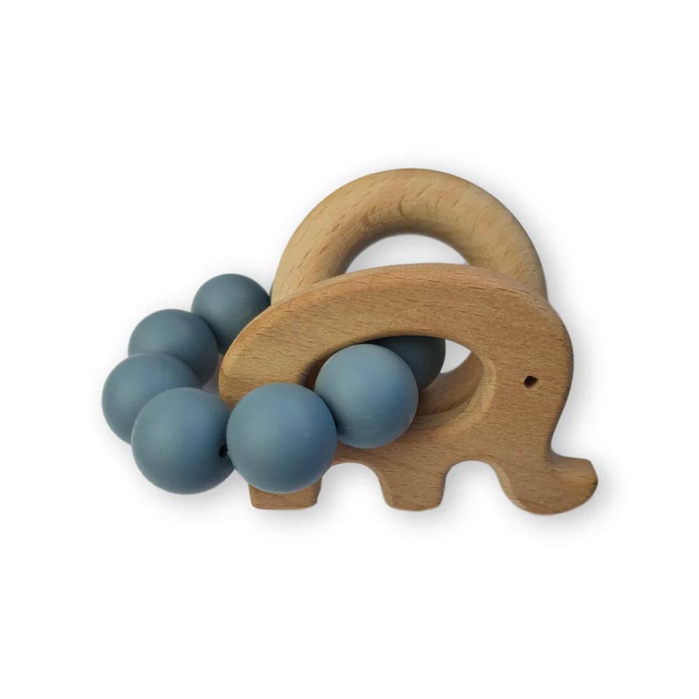 Chewies & More Play Rattle Elephant - Dusty Blue