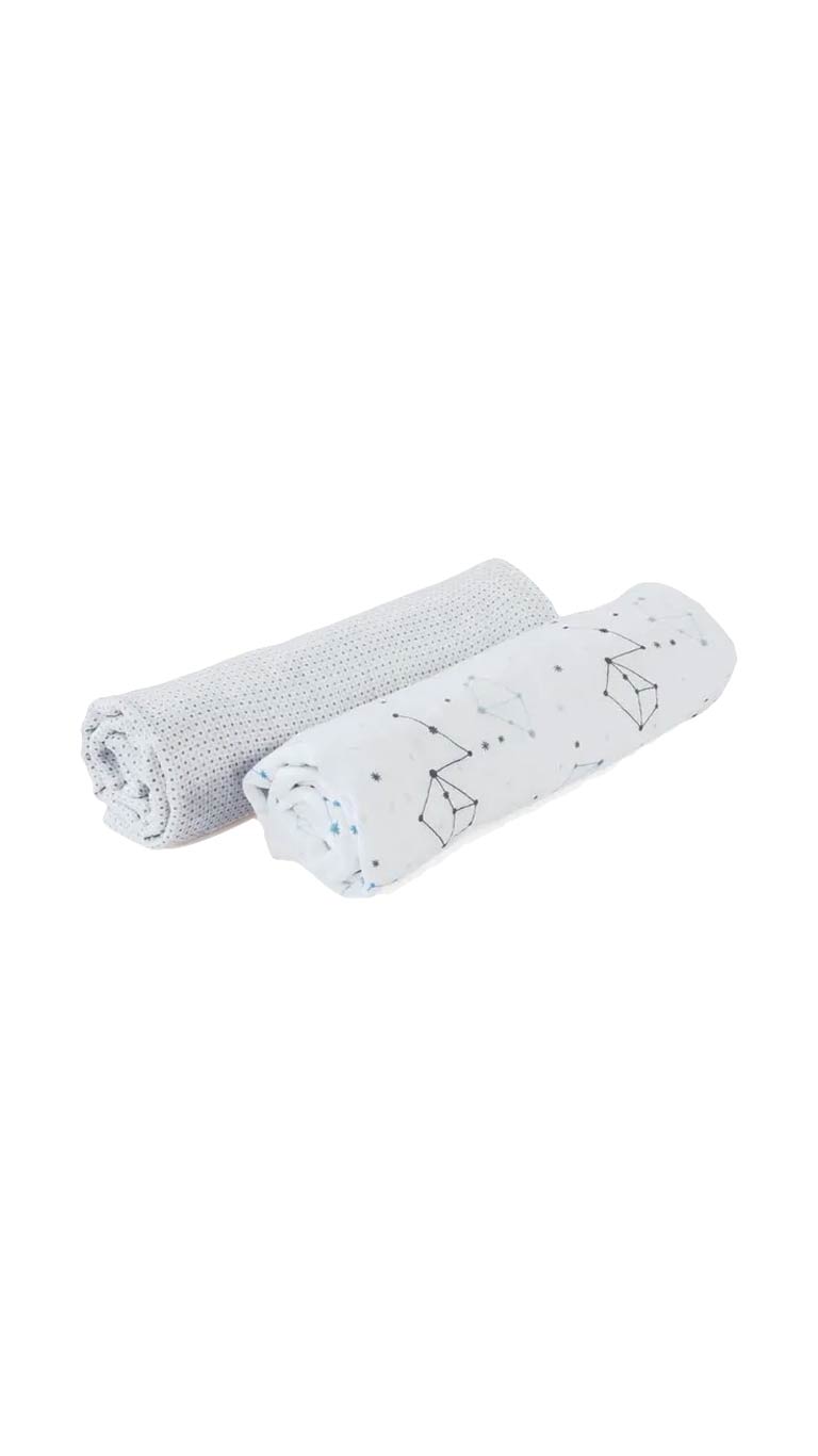 Chicco Muslin Swaddle 2 Pieces Set - Pois & Zodiac