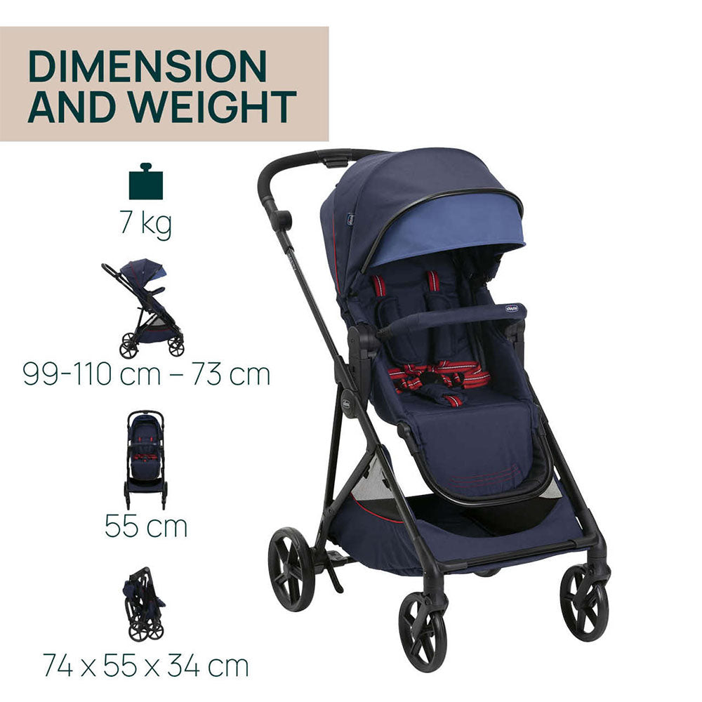 Chicco Seety Stroller (0m+) Max 22Kg - Oxford Blue