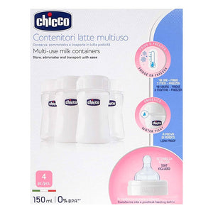 Chicco Wellbeing Multi-Use Milk Containers Set 150ml - 4 Pcs
