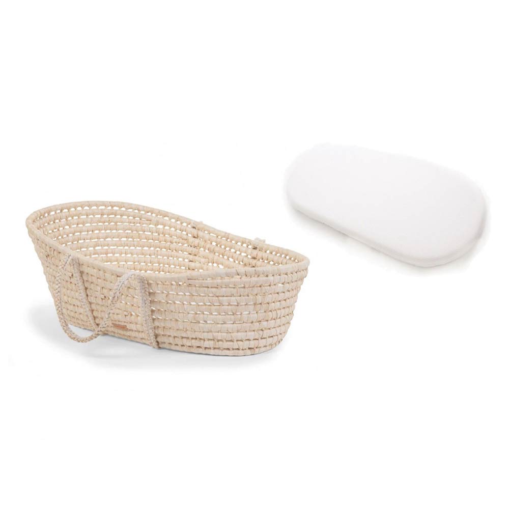 Childhome Moses Basket with Jersey Gold Dots & Mattress