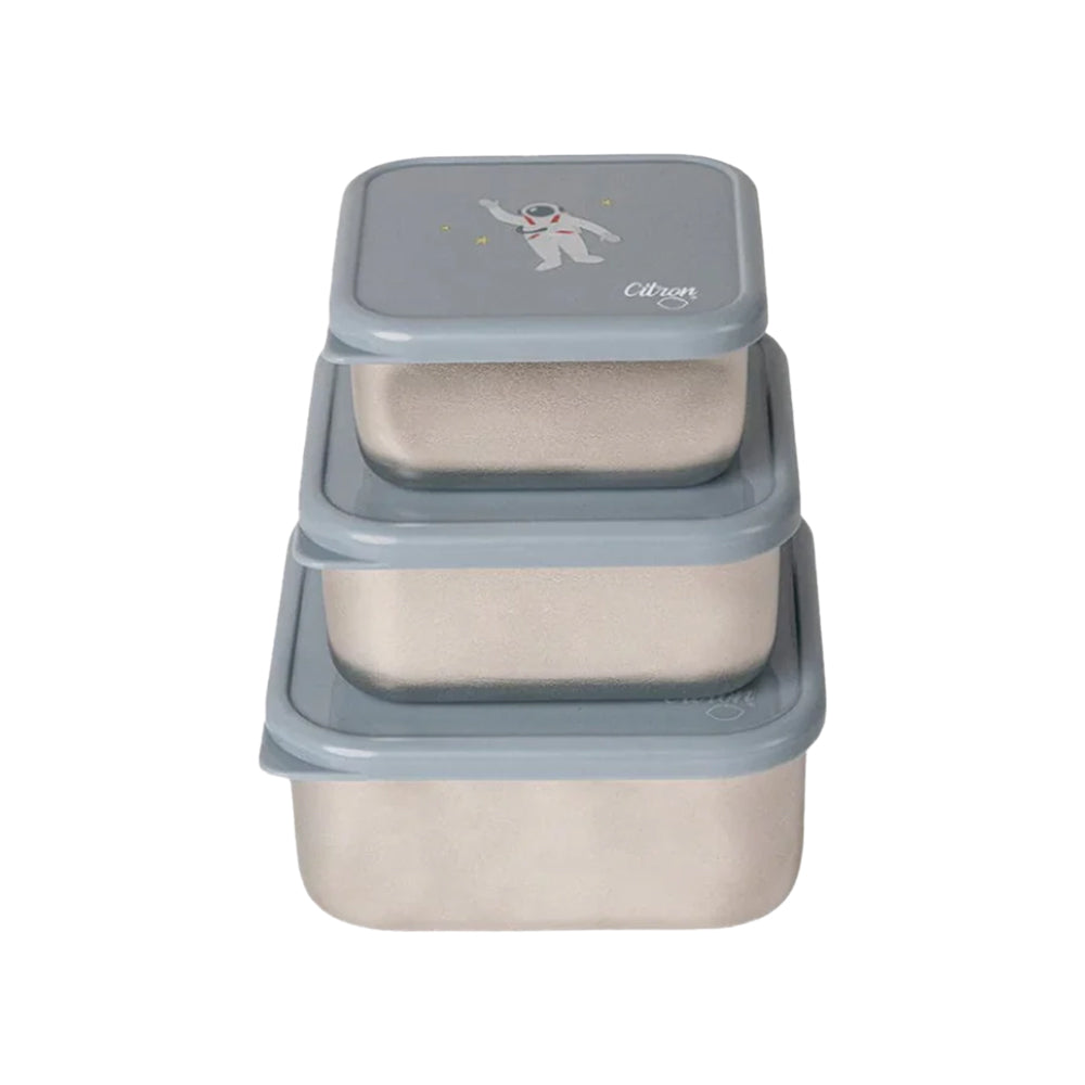 Citron Stackable Stainless Steel Lunchbox (Set of 3) - Spaceship