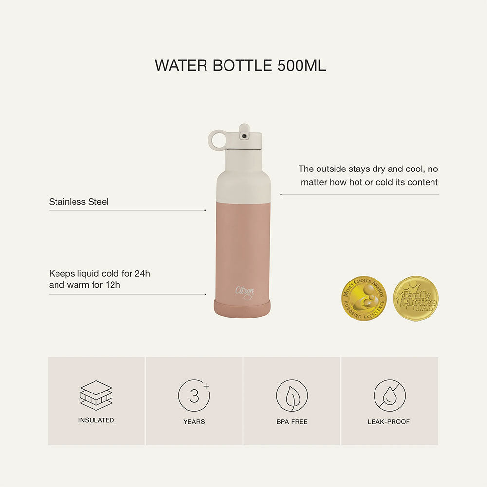 Citron Stainless Steel Water Bottle 500ml - Blush Pink