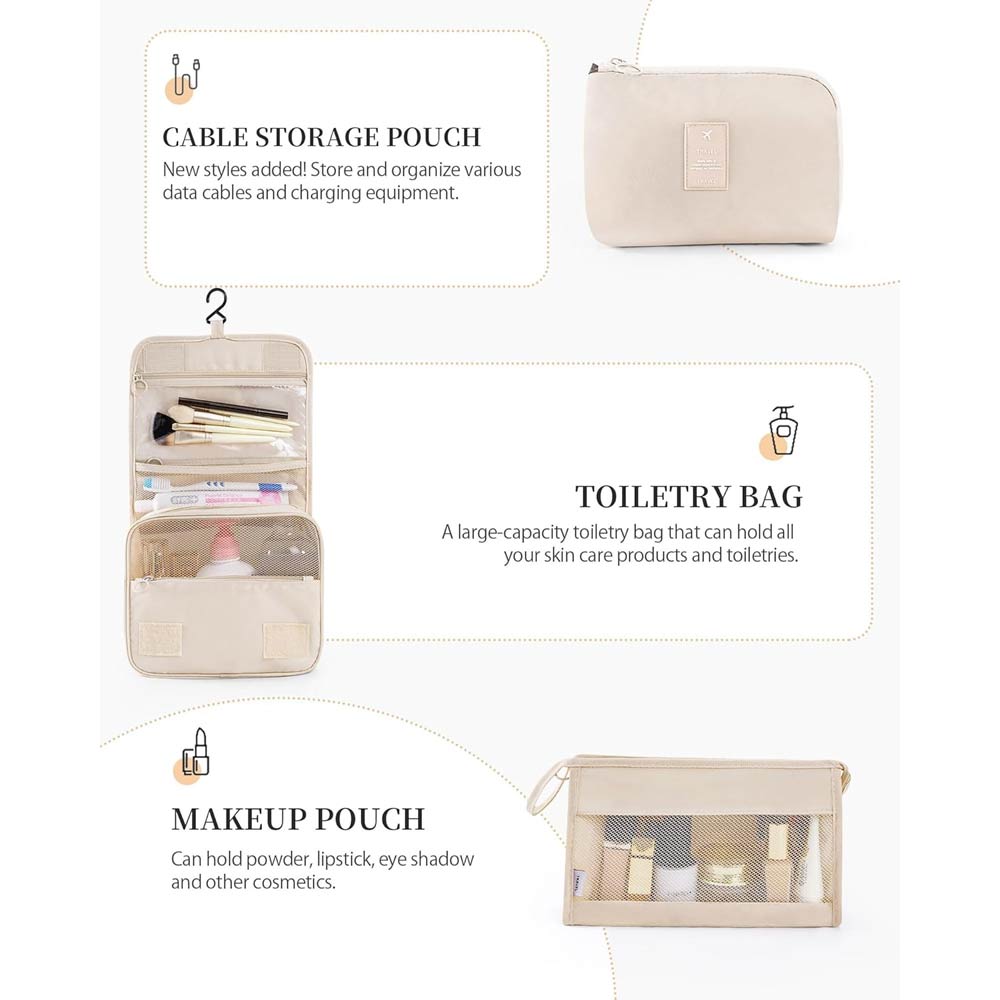 Complete Travel Packing Organizer Beige - 11 Pcs Set