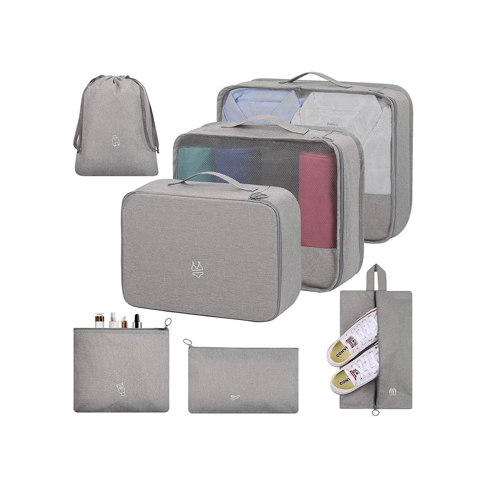 Complete Travel Packing Organizer Gray - 7 Pcs Set