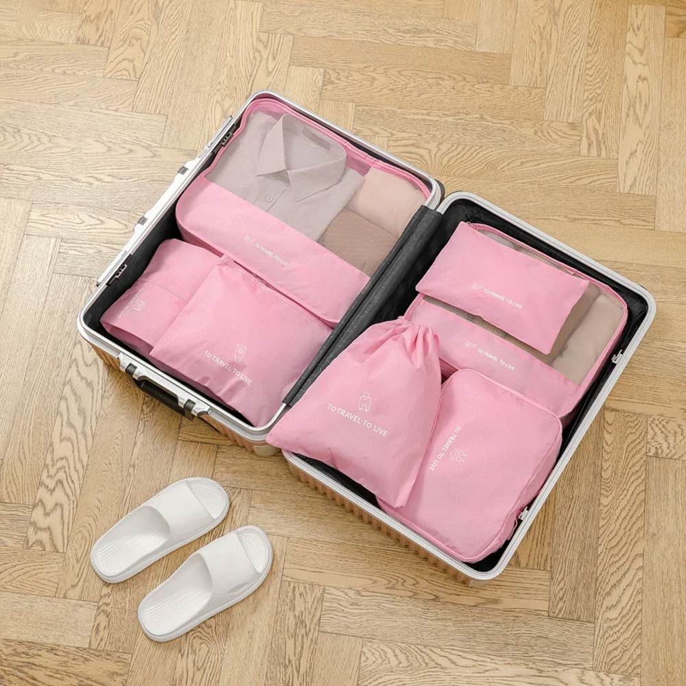 Complete Travel Packing Organizer Pink - 7 Pcs Set