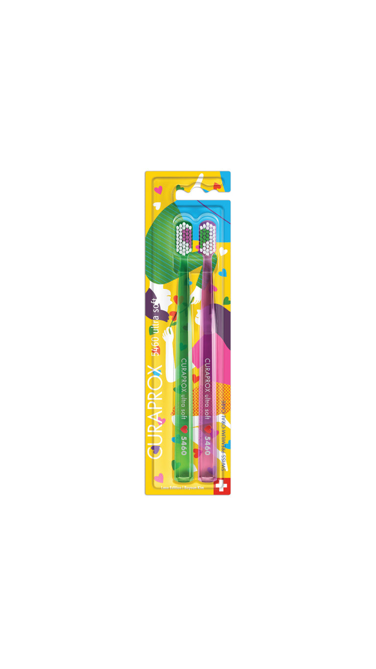 Curaprox CS 5460 Duo Love Edition Ultra Soft Toothbrush Green & Purple – 2 pcs