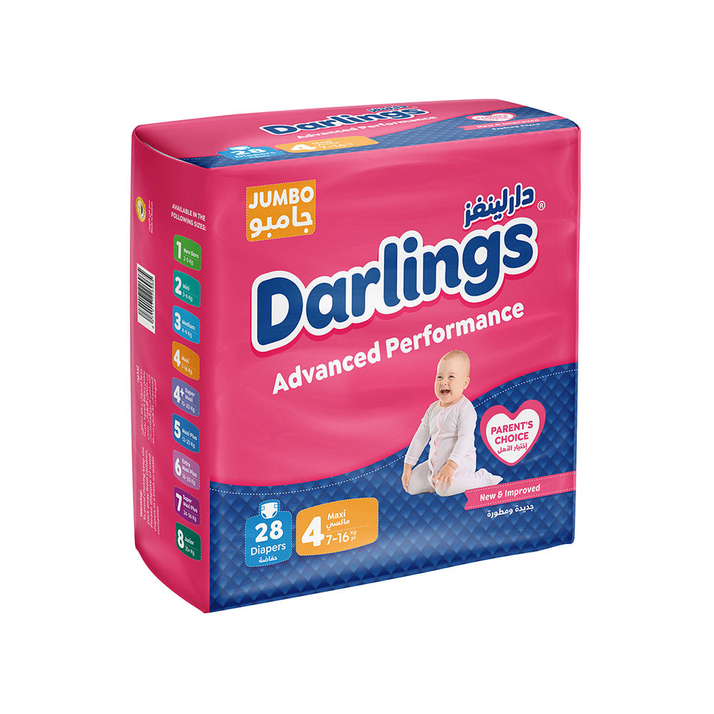 Darlings Advanced Size 4 Maxi (7-16kg) - 28 Diapers Jumbo Pack