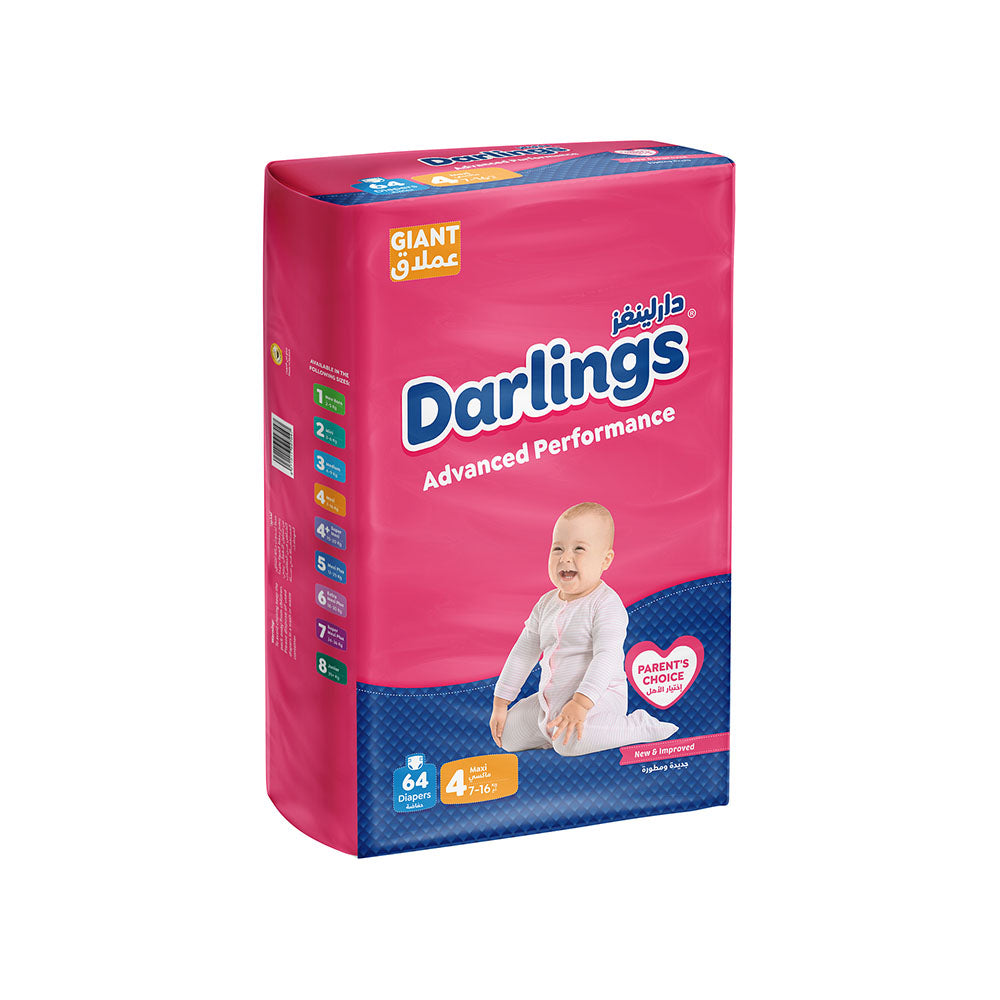 Darlings Advanced Size 4 Maxi (7-16kg) - 64 Diapers Giant Pack