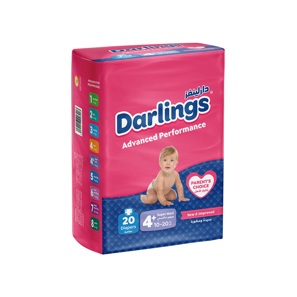 Darlings Advanced Size 4+ Super Maxi (10-20kg) - 20 Diapers Family Pack