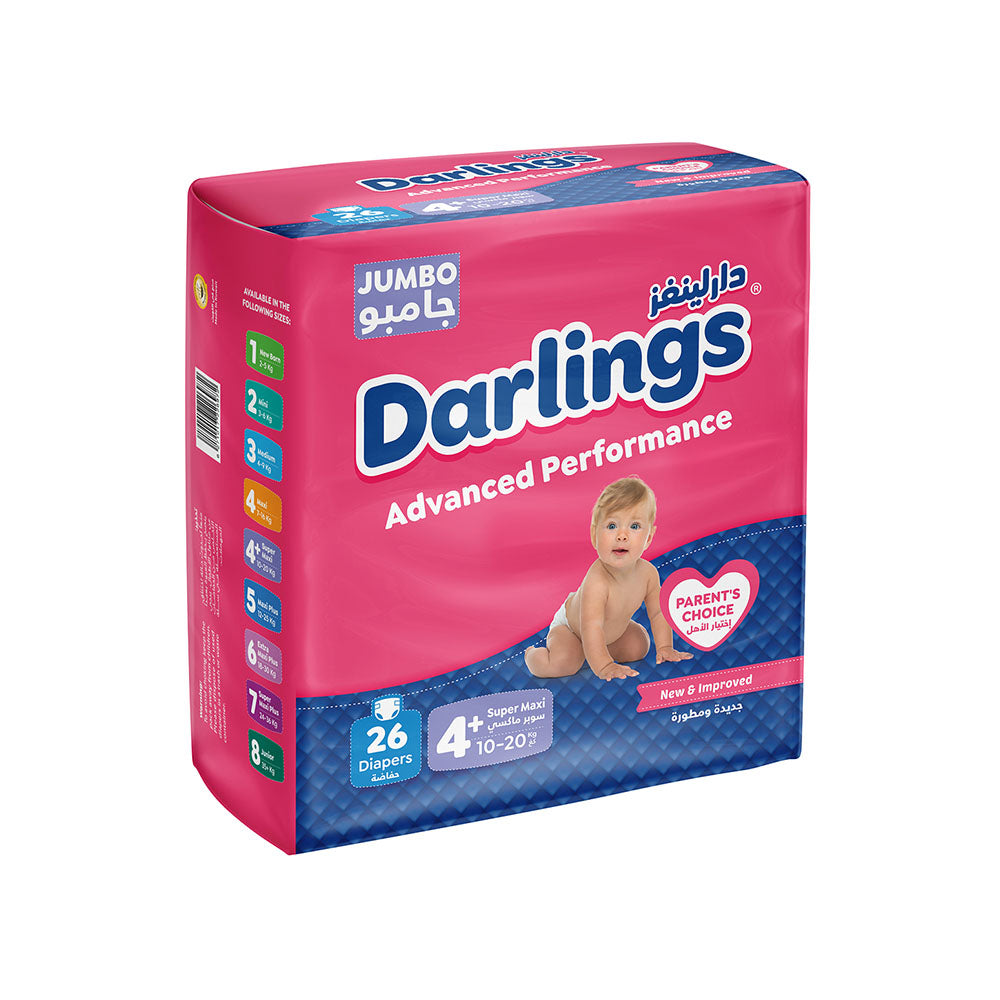 Darlings Advanced Size 4+ Super Maxi (10-20kg) - 26 Diapers Jumbo Pack