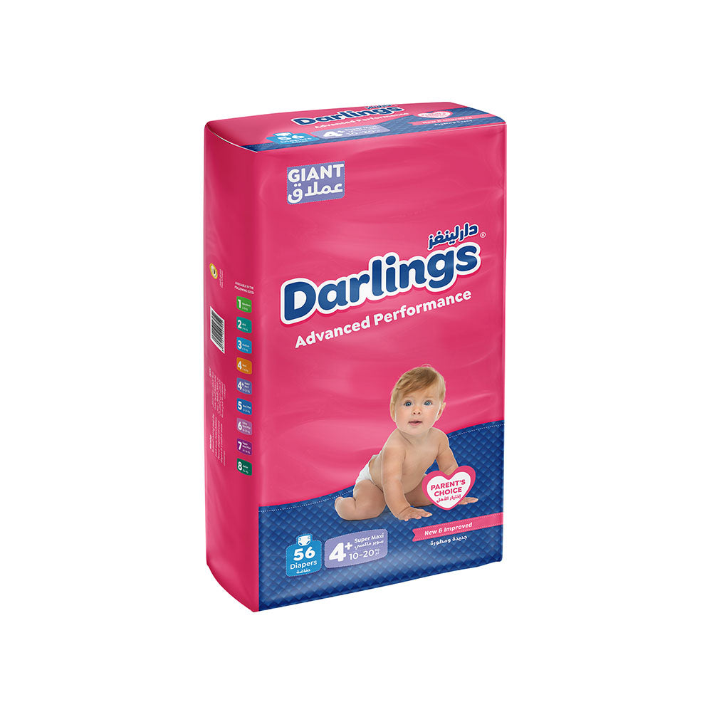 Darlings Advanced Size 4+ Super Maxi (10-20kg) - 56 Diapers Giant Pack