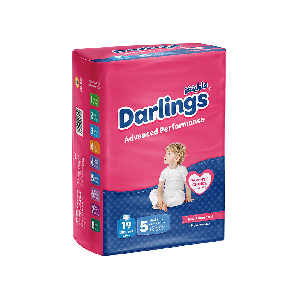 Darlings Advanced Size 5 Maxi Plus (12-25kg) - 19 Diapers Family Pack