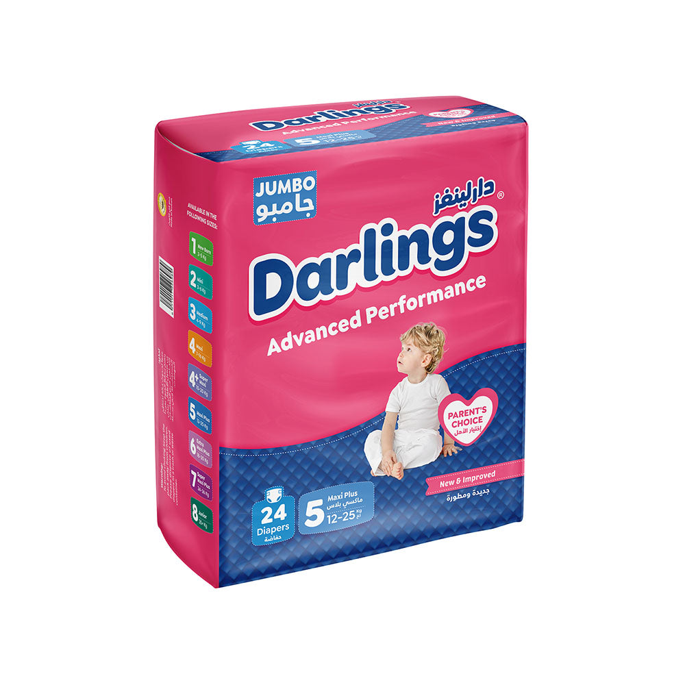 Darlings Advanced Size 5 Maxi Plus (12-25kg) - 24 Diapers Jumbo Pack