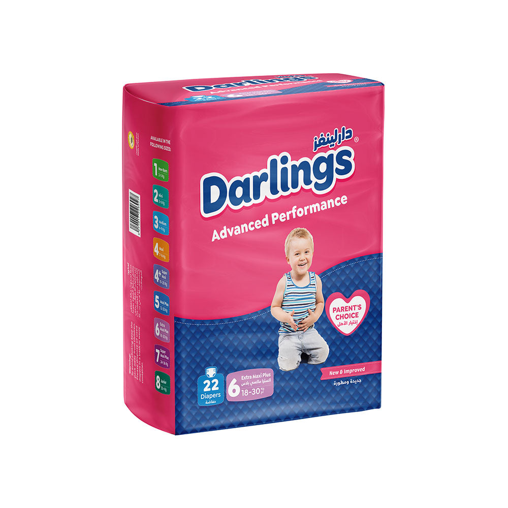 Darlings Advanced Size 6 Extra Maxi Plus (18-30kg) - 22 Diapers Family Pack