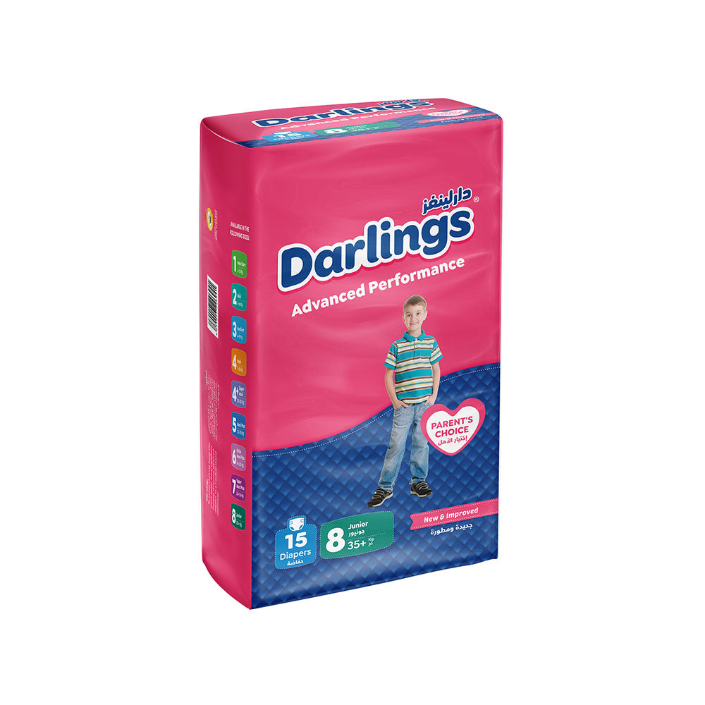 Darlings Advanced Size 8 Junior (35+kg) - 15 Diapers Family Pack