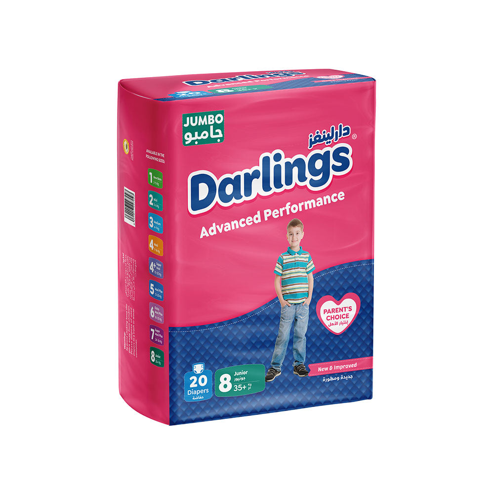 Darlings Advanced Size 8 Junior (35+kg) - 20 Diapers Jumbo Pack
