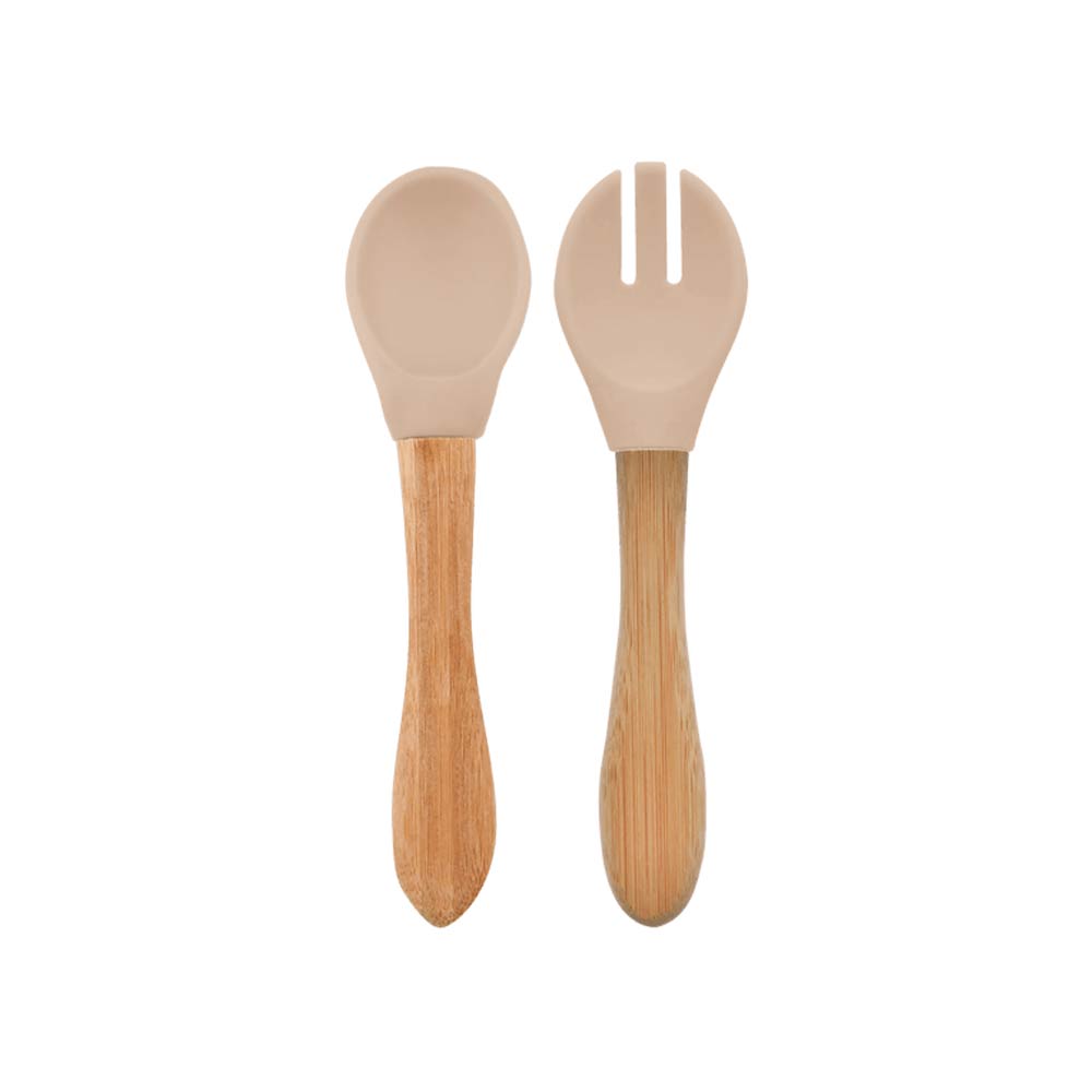 Minikoioi Dig In Spoon & Fork with Bambo Handle - Bubble Beige