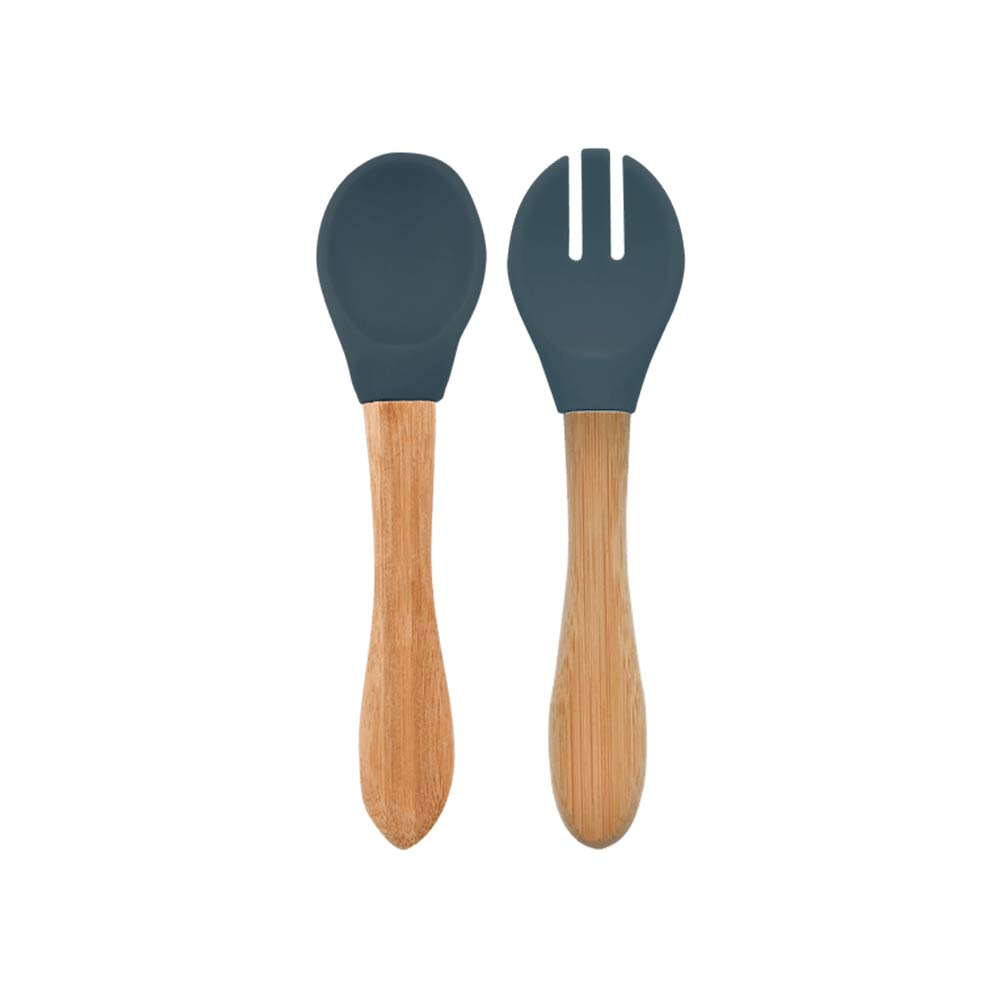 Minikoioi Dig In Spoon & Fork with Bambo Handle - Deep Blue