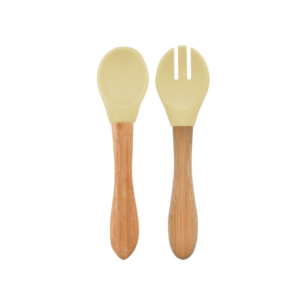 Minikoioi Dig In Spoon & Fork with Bambo Handle - Mellow Yellow