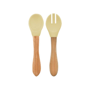 Minikoioi Dig In Spoon & Fork with Bambo Handle - Mellow Yellow