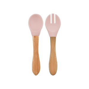 Minikoioi Dig In Spoon & Fork with Bambo Handle - Pinky Pink