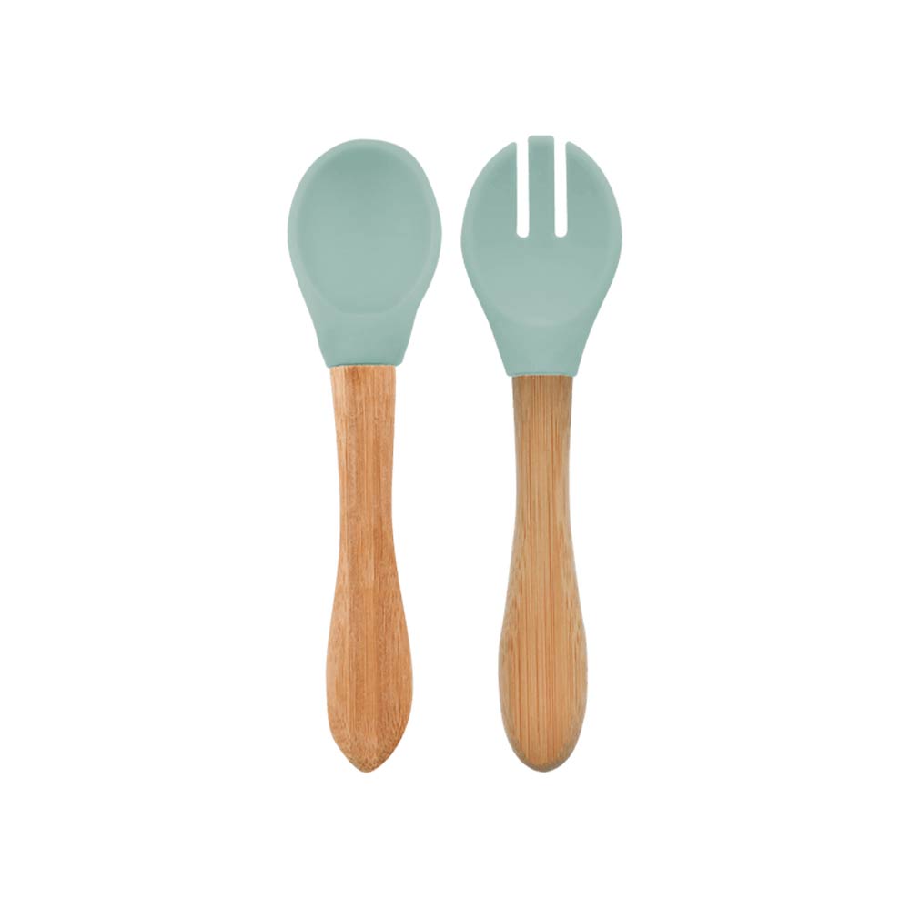 Minikoioi Dig In Spoon & Fork with Bambo Handle - River Green