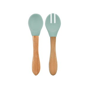 Minikoioi Dig In Spoon & Fork with Bambo Handle - River Green