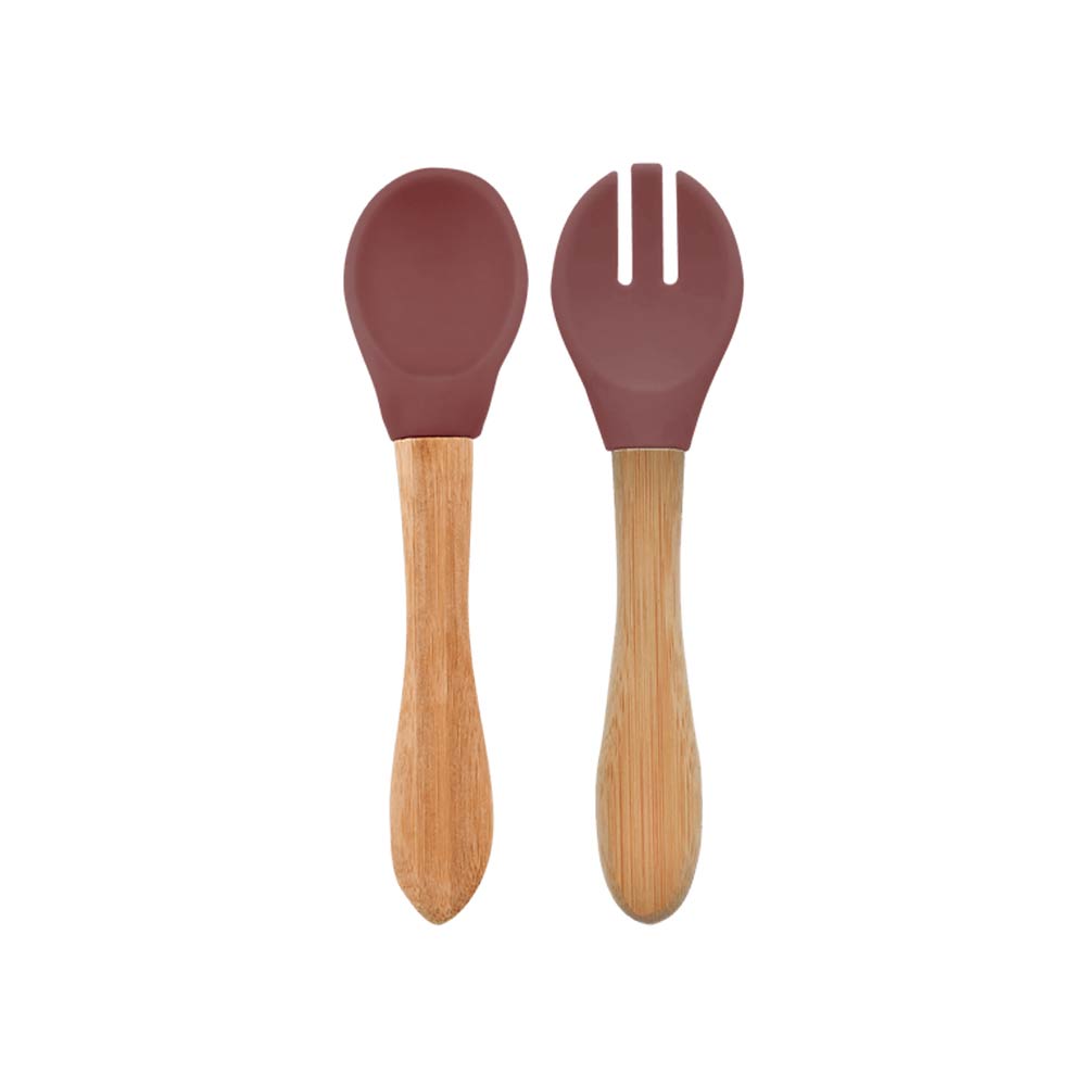 Minikoioi Dig In Spoon & Fork with Bambo Handle - Velvet Rose