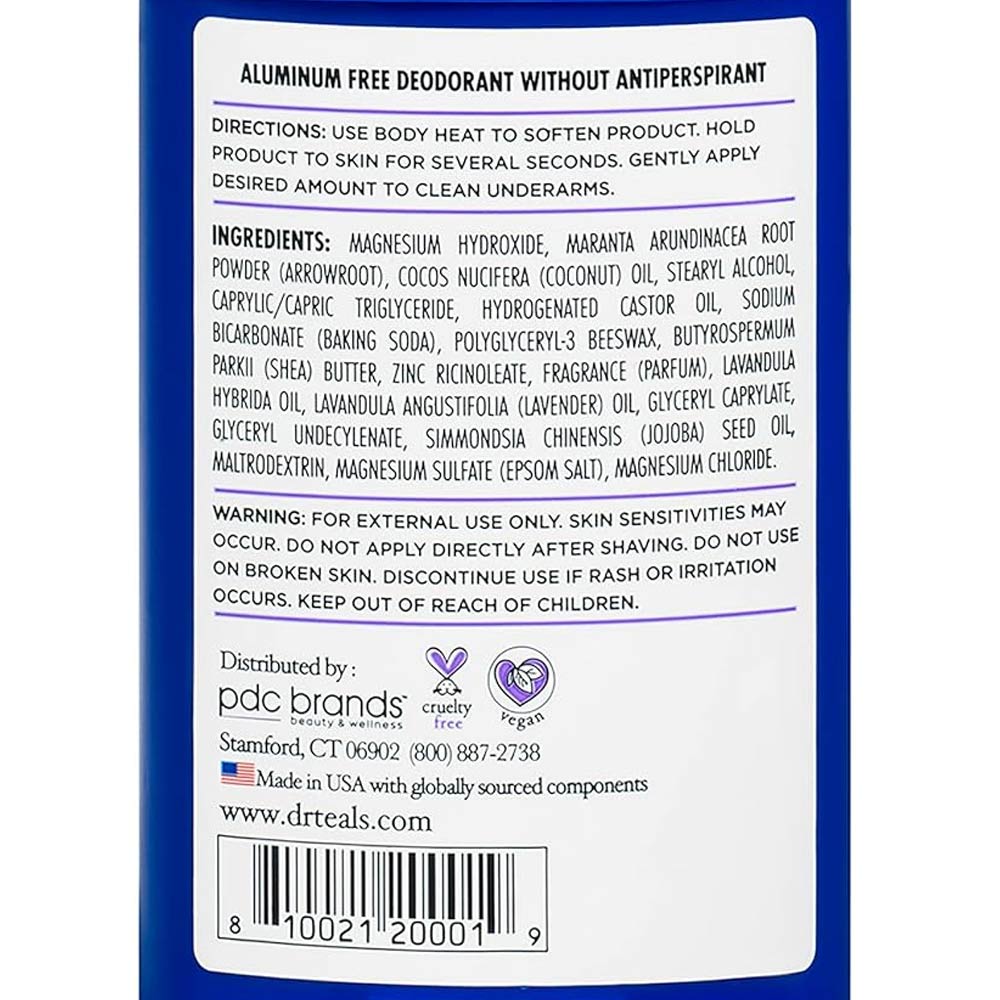 Dr Teal's Aluminum Free Deodorant with Magnesium + Lavender Vanilla 75g