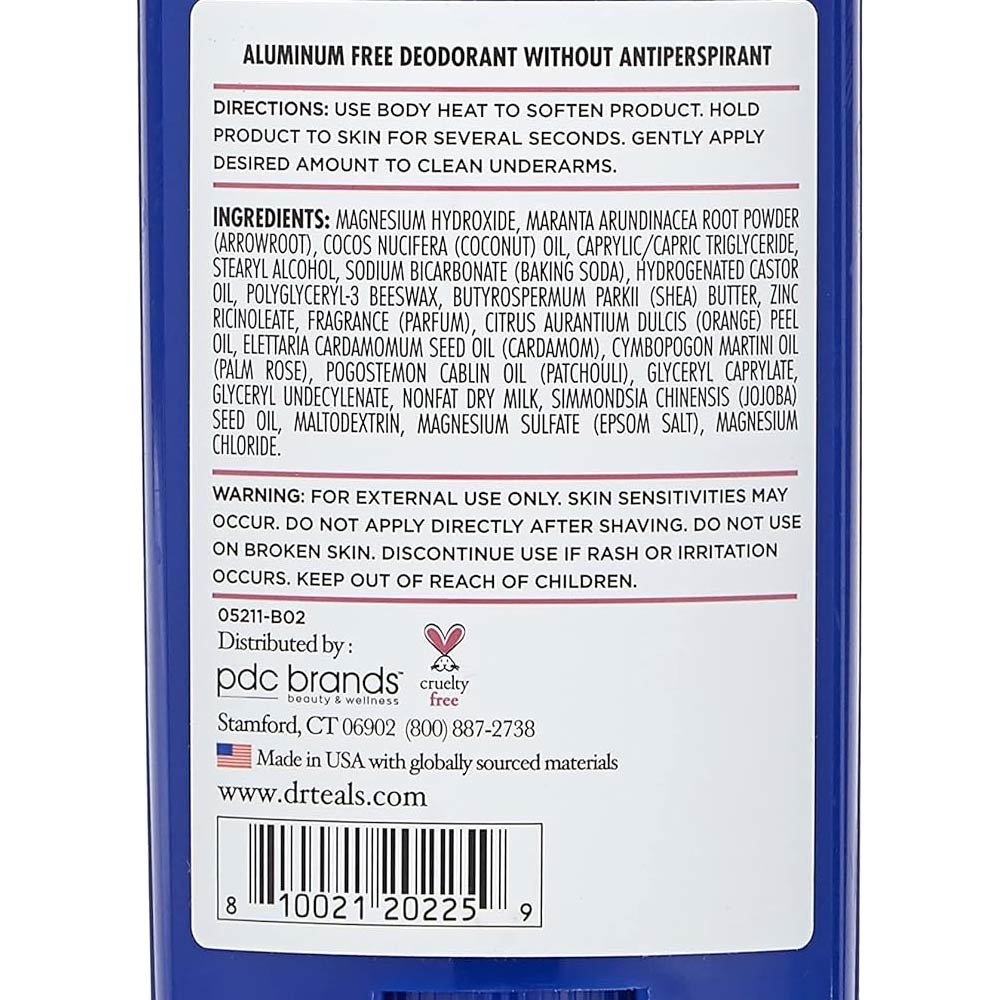Dr Teal's Aluminum Free Deodorant with Magnesium + Rose & Milk 75g