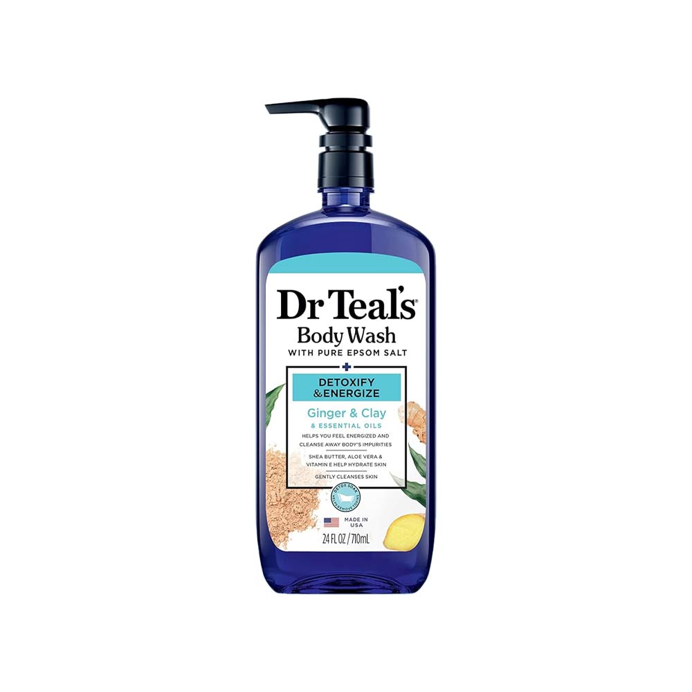 Dr Teal's Body Wash with Pure Epsom - Salt Detoxify & Energize with Ginger & Clay 710ml