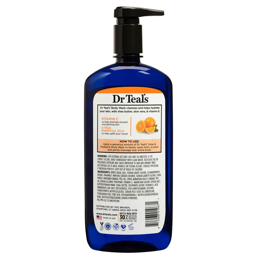Dr Teal's Body Wash with Pure Epsom - Salt Glow & Radiance with Citrus & Vitamin C 710ml
