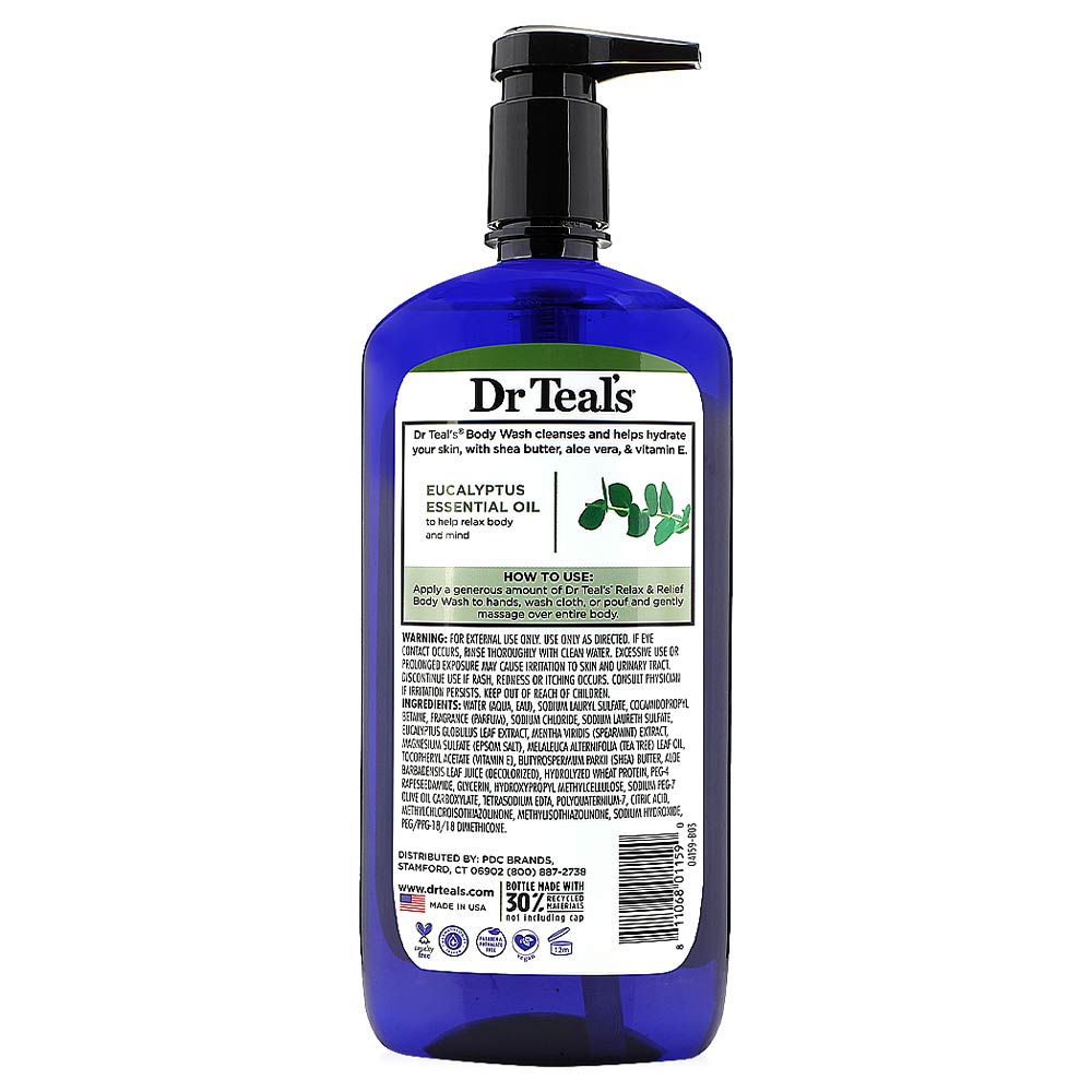 Dr Teal's Body Wash with Pure Epsom - Salt Relax & Relief with Eucalyptus & Spearmint 710ml