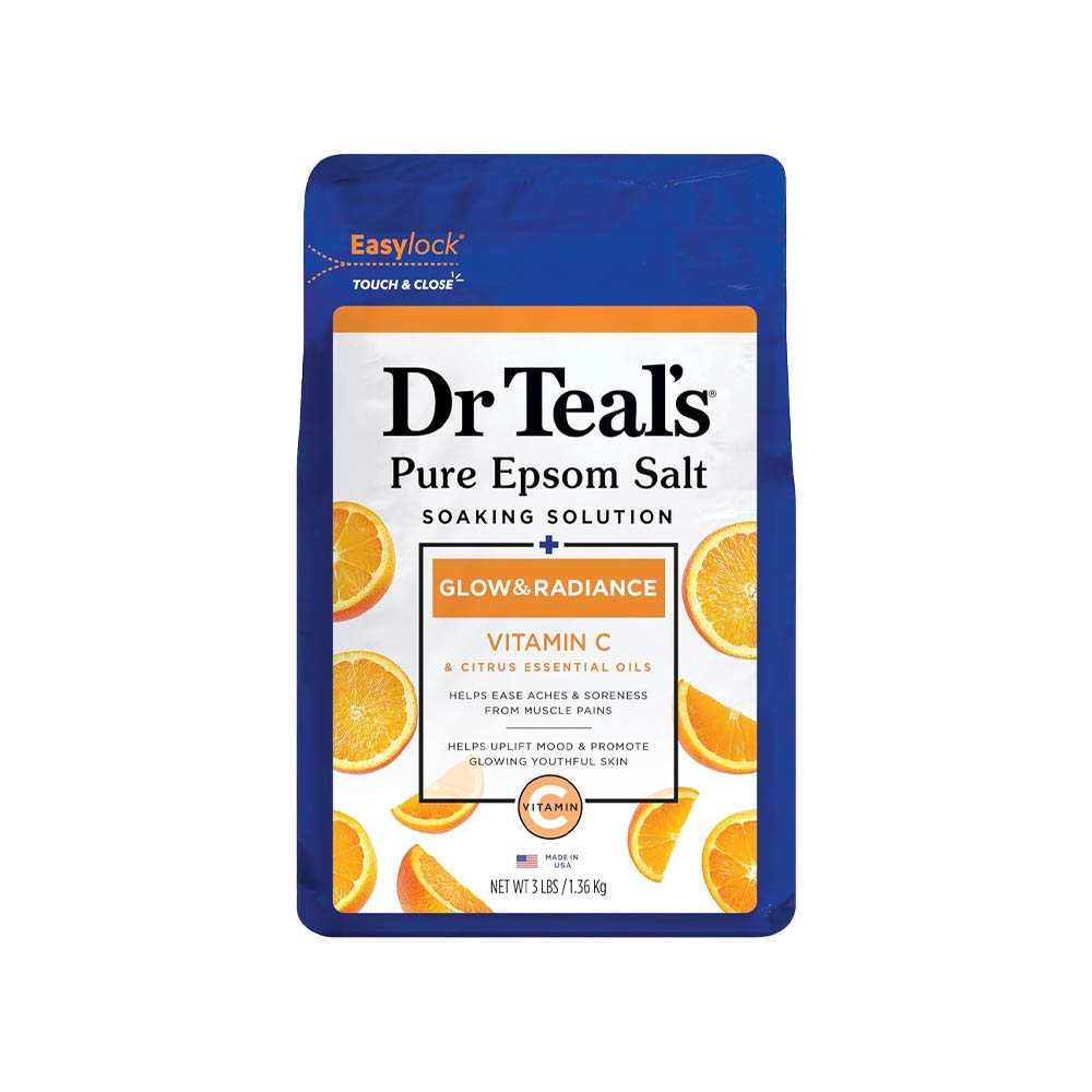 Dr Teal's Pure Epsom Salt Soaking Solution - Glow & Radiance with Vitamin C & Citrus 1.36kg