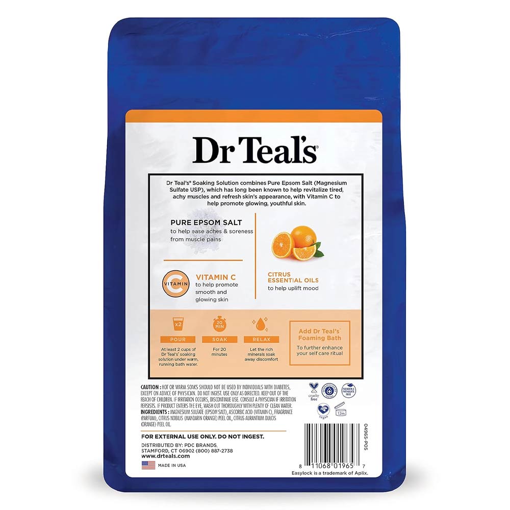 Dr Teal's Pure Epsom Salt Soaking Solution - Glow & Radiance with Vitamin C & Citrus 1.36kg