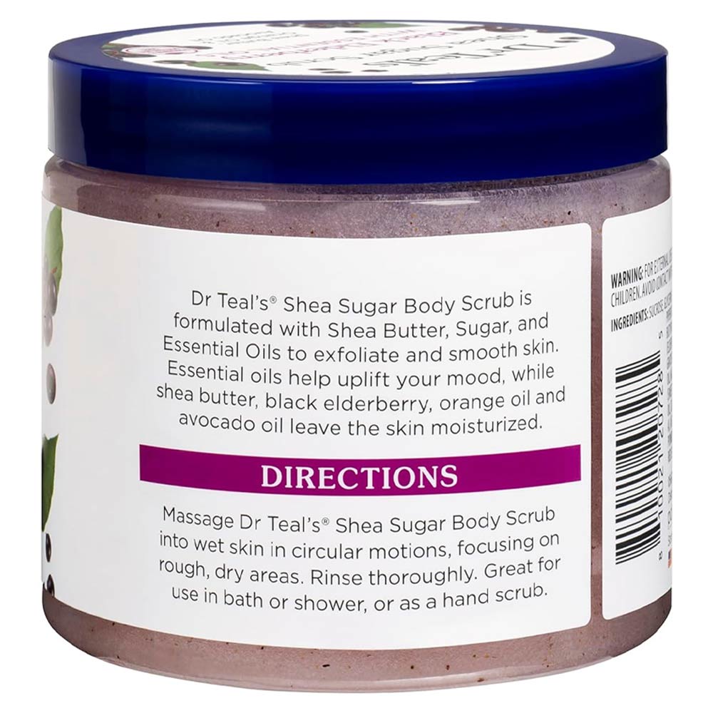 Dr Teal's Shea Sugar Body Scrub - Black Elderberry with Essential Oils 538g