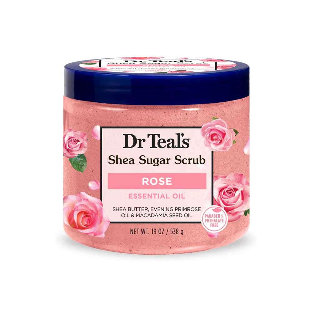 Dr Teal's Shea Sugar Body Scrub - Rose Essential Oil 538g