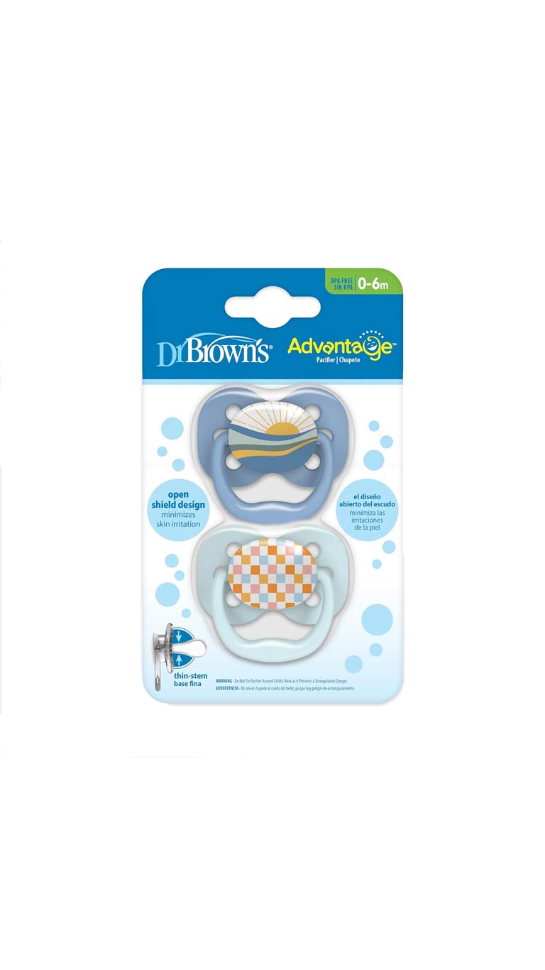 Dr. Brown's Advantage Pacifier (0-6m) Blue - 2 Pcs
