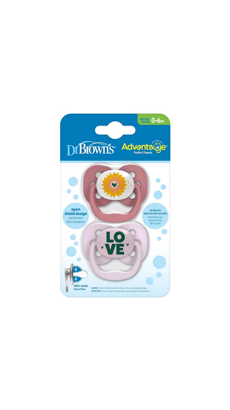 Dr. Brown's Advantage Pacifier (0-6m) Pink - 2 Pcs