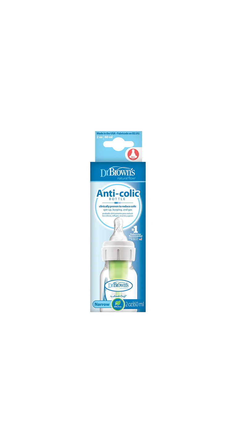 DR BROWN'S OPTIONS+ ANTI COLIC NARROW NECK BOTTLE WITH LEVEL 1 TEAT, 60ML