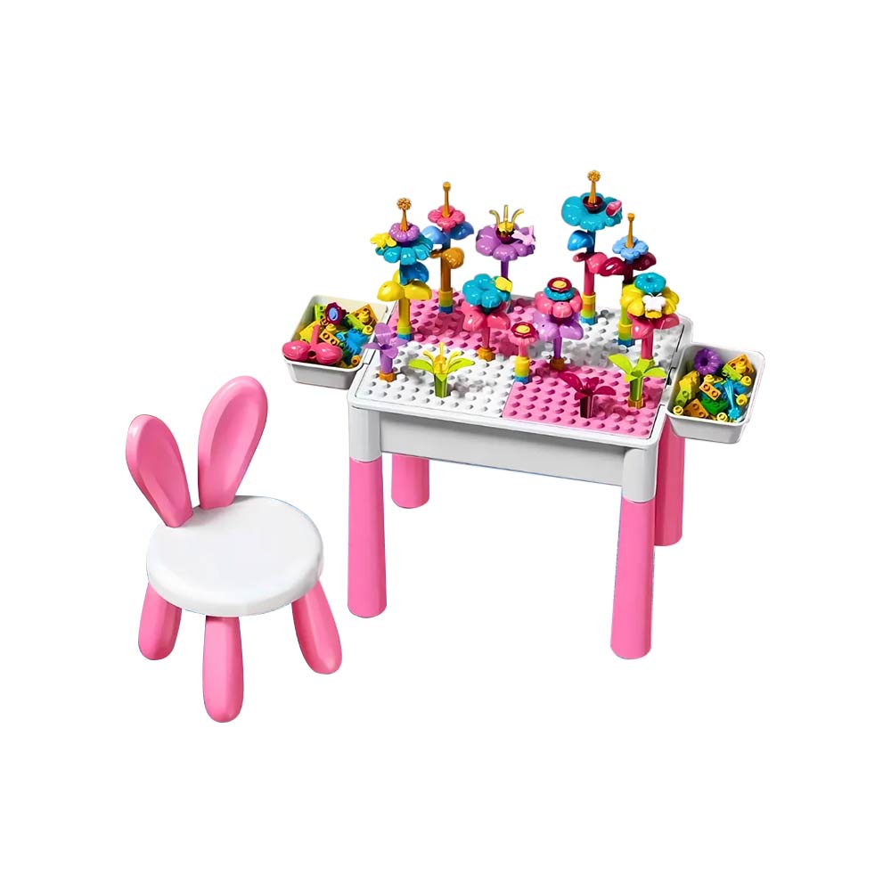 Dreamy Garden Building Blocks Table with Chair (3Yrs+) - 89 Blocks