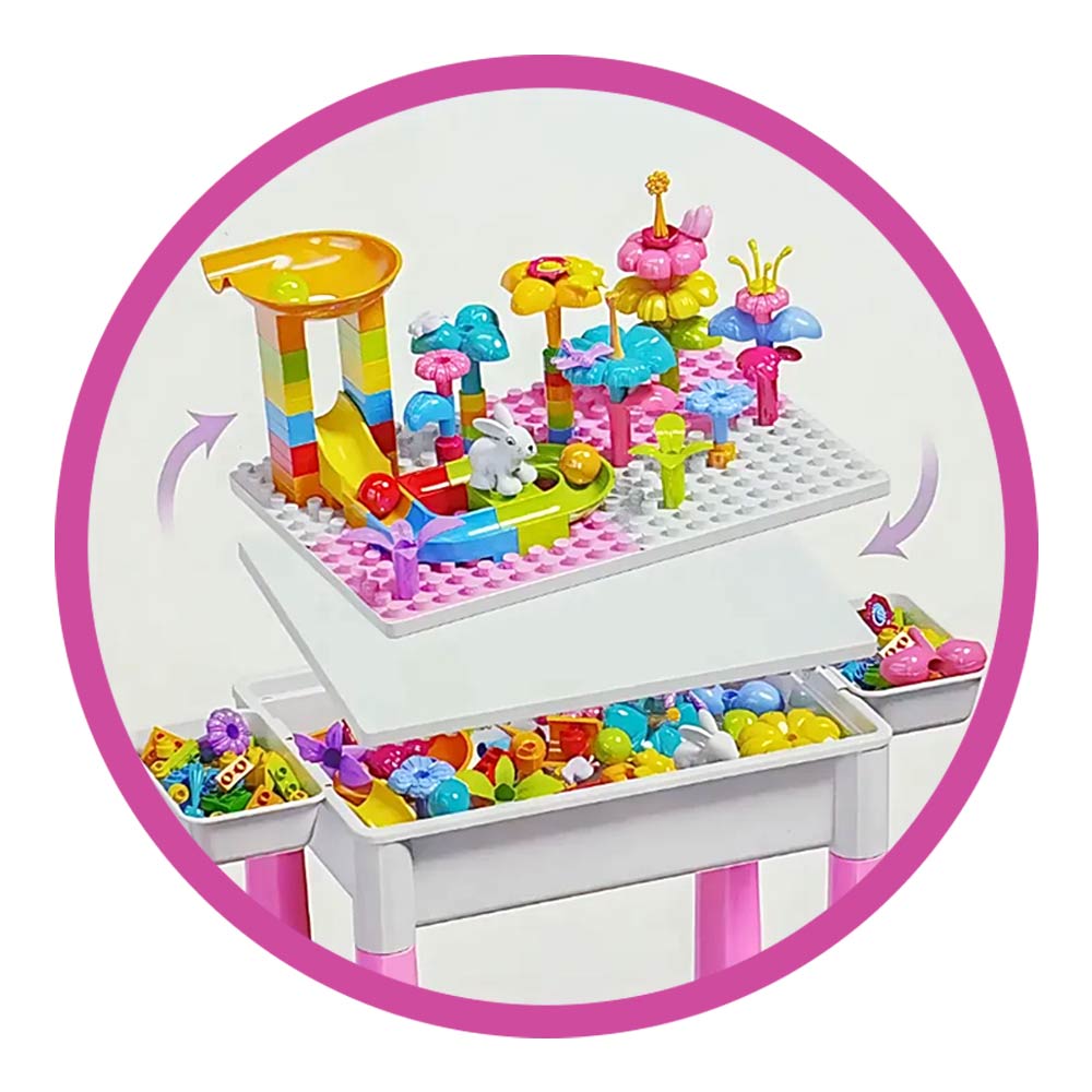 Dreamy Garden Building Blocks Table with Chair (3Yrs+) - 89 Blocks