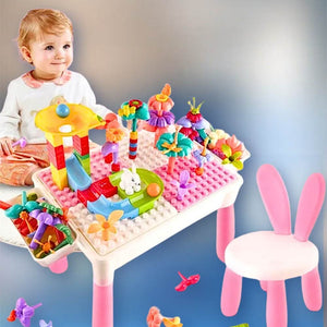Dreamy Garden Building Blocks Table with Chair (3Yrs+) - 89 Blocks