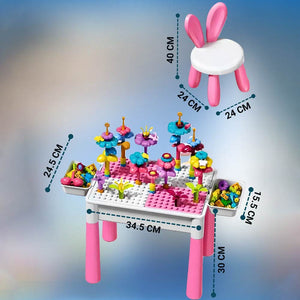 Dreamy Garden Building Blocks Table with Chair (3Yrs+) - 89 Blocks